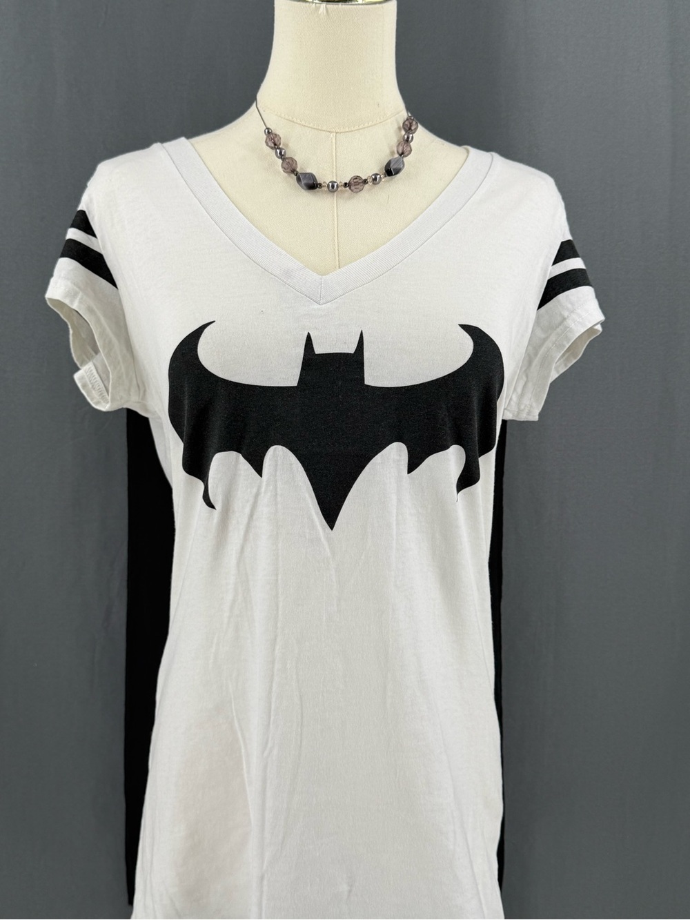 Women's White & Black- Batman Logo with or without cape - Halloween shirt